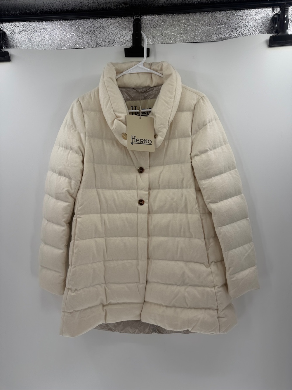 Herno Women's Piumino Donna Medio/Half Coat - Cream - 42 - New with tags